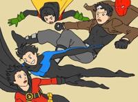 7张蝙蝠侠的4位男罗宾合照，哪一位是你的最爱？