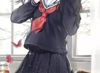 日系学生美少女动漫壁纸、头像背景/学生、青春、单纯、校园/