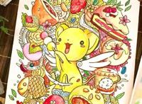 画师手绘经典动漫插图，角色本身呆萌可爱，却都是吃货