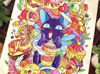 画师手绘经典动漫插图，角色本身呆萌可爱，却都是吃货