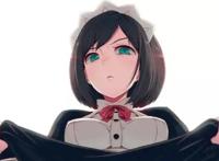 可以给我看一下你的胖次吗？二次元美少女一脸嫌弃但还是给你看了