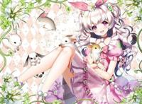 二次元美少女很可爱，如果加上兔子会如何？简直不要太美。