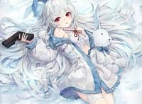 二次元美少女很可爱，如果加上兔子会如何？简直不要太美。