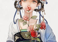 中国风浓郁的二次元美女插画，人物有一种孤婉的气质