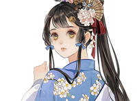 中国风浓郁的二次元美女插画，人物有一种孤婉的气质