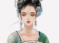 中国风浓郁的二次元美女插画，人物有一种孤婉的气质