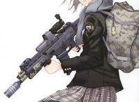 二次元女生头像拿枪