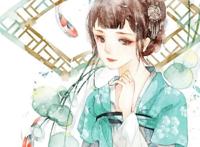 唯美头像：古风蓝衣美女插画，貌美如花，亭亭玉立的古风美人！