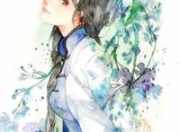 唯美头像：古风蓝衣美女插画，貌美如花，亭亭玉立的古风美人！