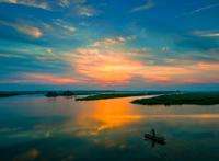 江苏盐城建湖九龙口：横烟秋水上水影夕阳微