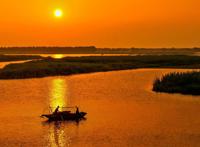 江苏盐城建湖九龙口：横烟秋水上水影夕阳微