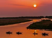 江苏盐城建湖九龙口：横烟秋水上水影夕阳微