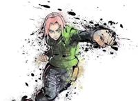 《火影忍者》水墨壁纸，春野樱英气十足，波风水门帅炸了