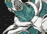 JOJO:“接招吧DIO，半径二十米的的绿宝石水花喷射！”