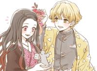 《鬼灭之刃》善逸 祢豆子的甜蜜合照，狂撒狗粮喂粉丝、吃得真饱