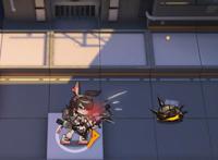 明日方舟:因矿石病失业的都市猎人四月，特点就是腿部扭曲严重