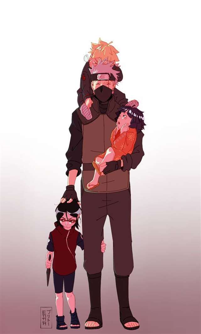 com kakashi, bolt, himawari and sarada:  pinterest.