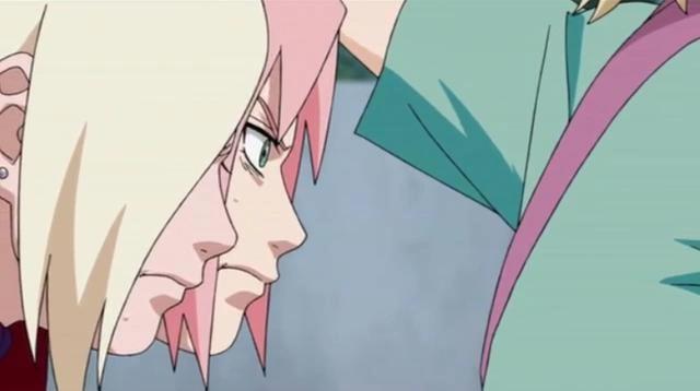 火影忍者纲手小时候和长大后变化太大，遭到小樱和井野的嫉妒