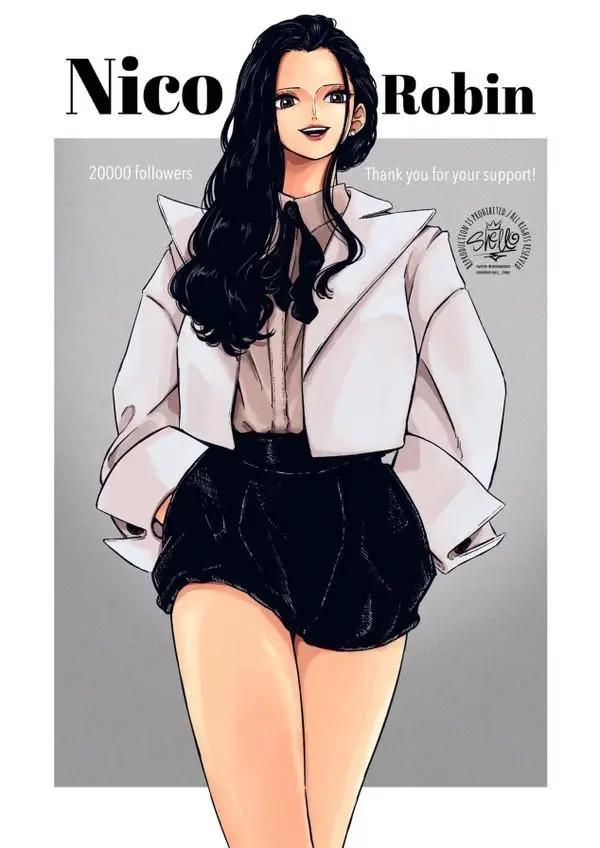 海贼王罗宾壁纸分享，白色婚纱凸显女神气质，时装走秀像超模