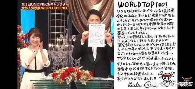 海贼王全球角色人气投票最终结果公布（有意外有惊喜）附尾田寄语