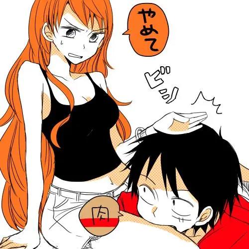 海贼王美图壁纸，路飞×娜美CP感十足，我丰富看到了女帝吃醋的样子