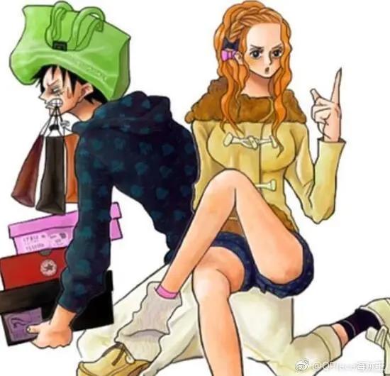 《海贼王》当妈妈的娜美给自己换上了网红装扮，孩子萌的太过分了