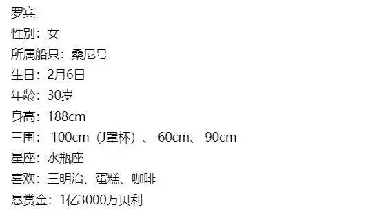 官方公布娜美罗宾身材数据，网友：海贼王可以不做，桃之助必须死