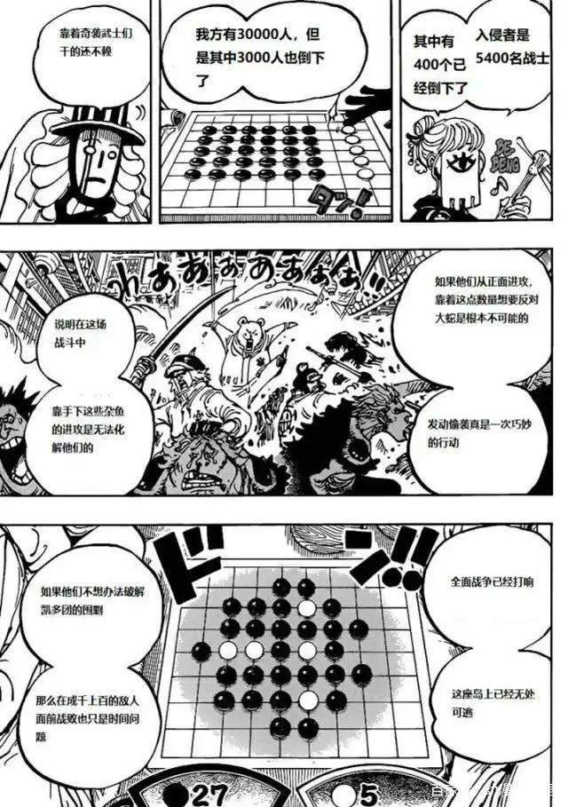 《海贼王》1003话汉化版：五位超新星疲惫不堪，四皇占据上风