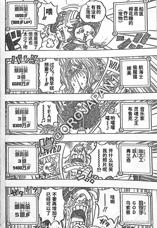 海贼王1058话「个人汉化」新四皇路飞和巴基的悬赏金公布