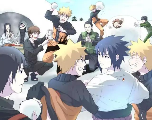 当火影忍者刮起校园风，鹿丸变成不良少年，鸣人用影分身打雪仗