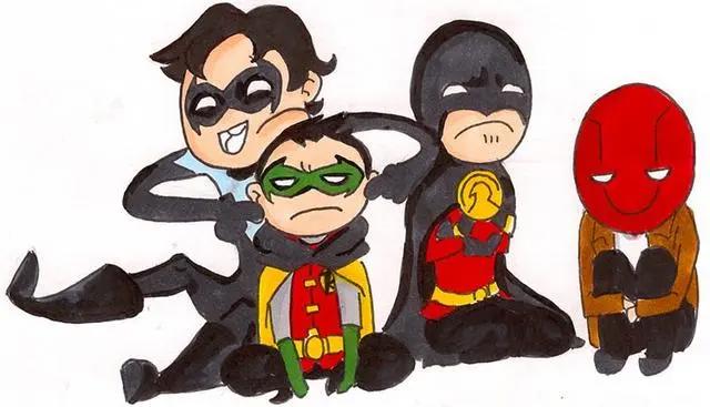 7张蝙蝠侠的4位男罗宾合照，哪一位是你的最爱？