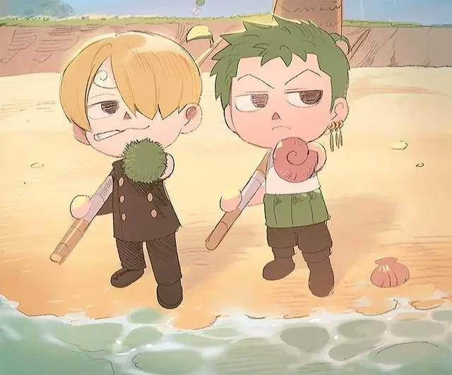 腐画师笔下的索隆与香吉士，两大动漫男神的打闹生活日常