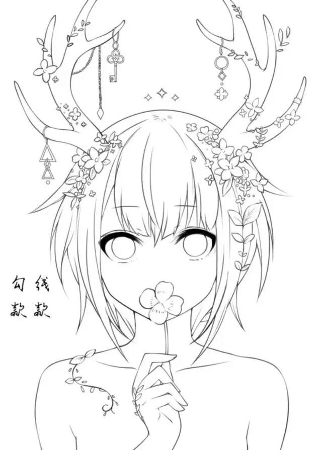 30幅超好看的动漫线稿，一对一附上色原稿