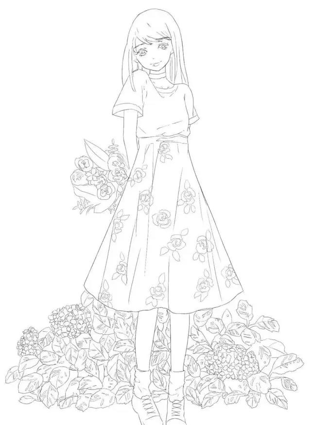 30幅超好看的动漫线稿，一对一附上色原稿