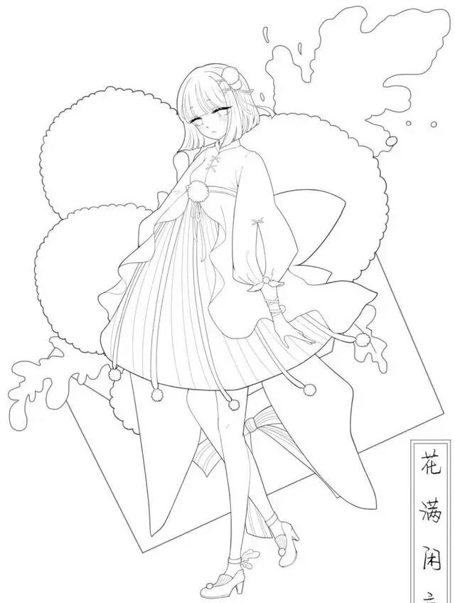 30幅超好看的动漫线稿，一对一附上色原稿