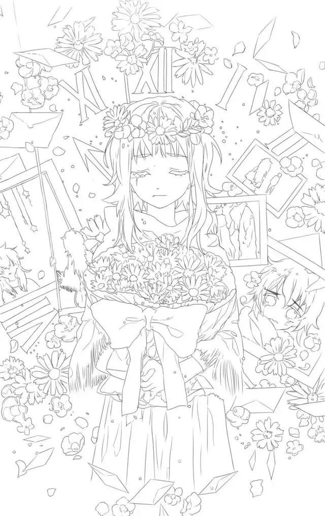 30幅超好看的动漫线稿，一对一附上色原稿