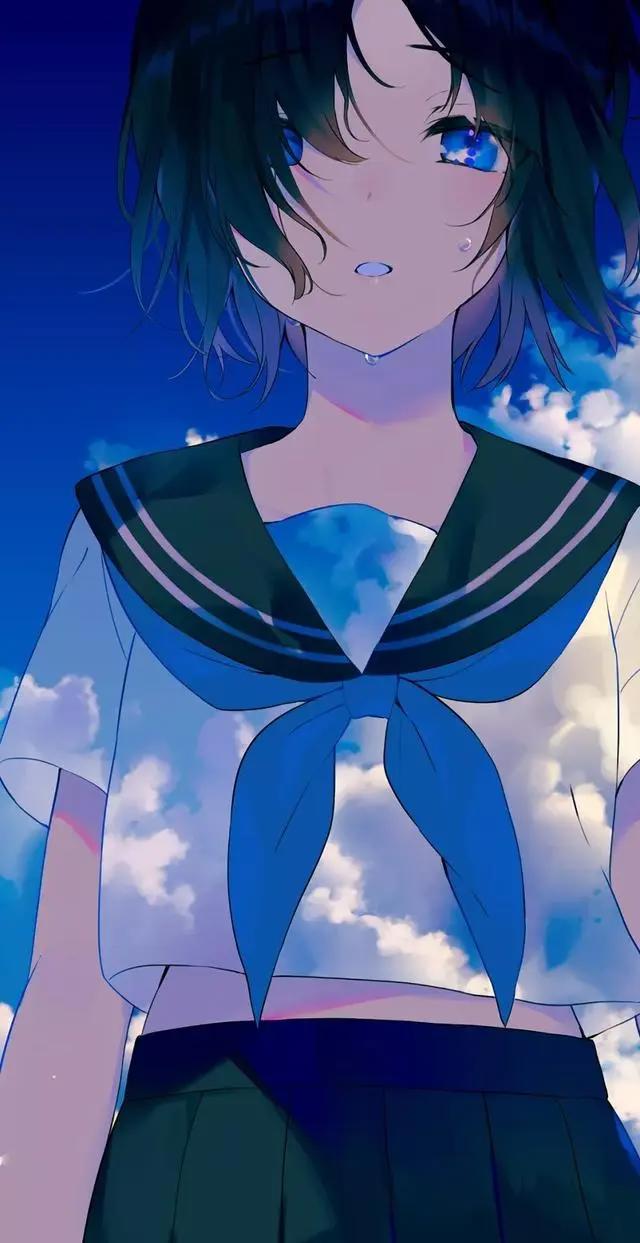 日系学生美少女动漫壁纸、头像背景/学生、青春、单纯、校园/