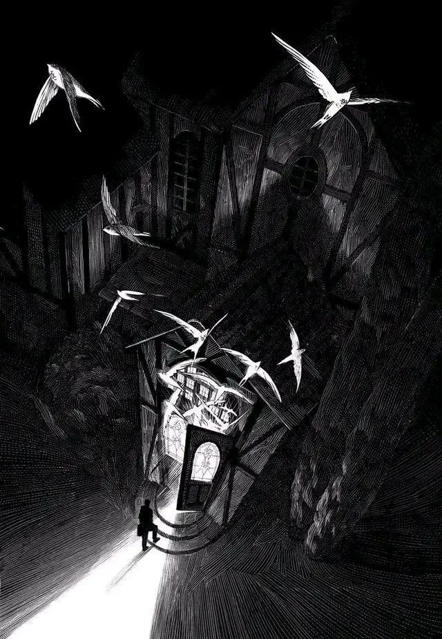 壁纸@全面屏黑白漫画风格手机壁纸，黑白无界