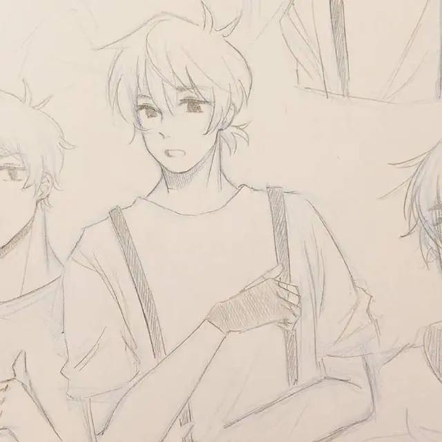 帅气的动漫男生黑白线稿，勾起女画手的绘画欲望