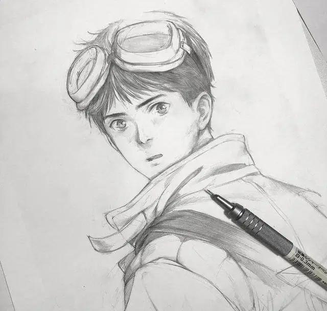 帅气的动漫男生黑白线稿，勾起女画手的绘画欲望