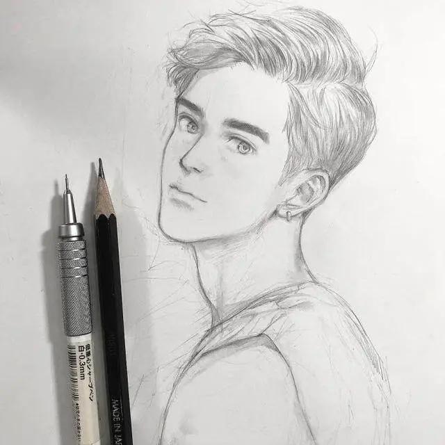 帅气的动漫男生黑白线稿，勾起女画手的绘画欲望