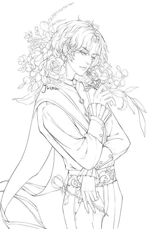 帅气的动漫男生黑白线稿，勾起女画手的绘画欲望