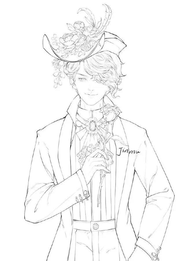 帅气的动漫男生黑白线稿，勾起女画手的绘画欲望