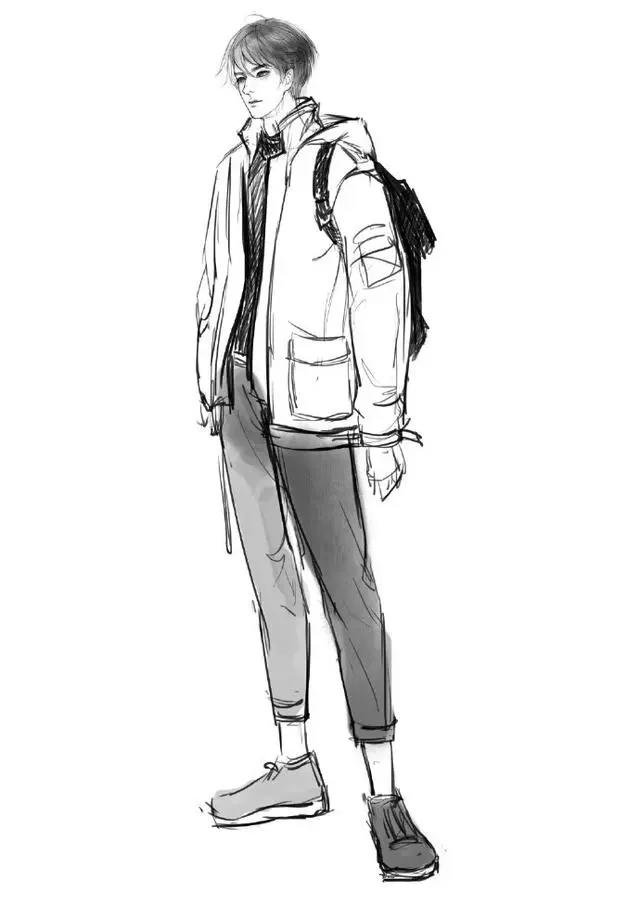 帅气的动漫男生黑白线稿，勾起女画手的绘画欲望