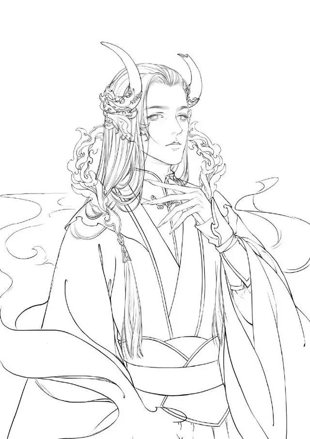 帅气的动漫男生黑白线稿，勾起女画手的绘画欲望