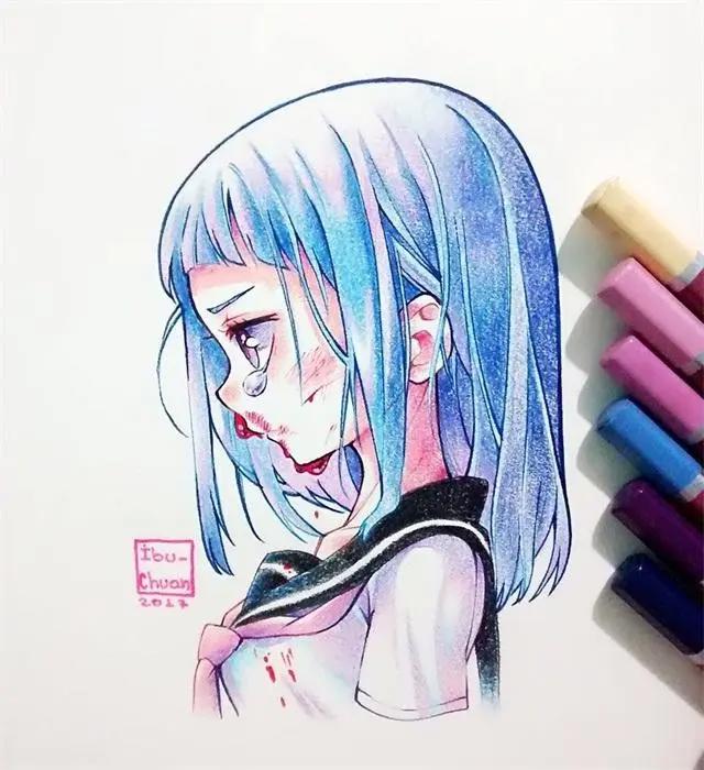 马克笔卡通动漫人物，超级可爱的卡通小女孩，可临摹！