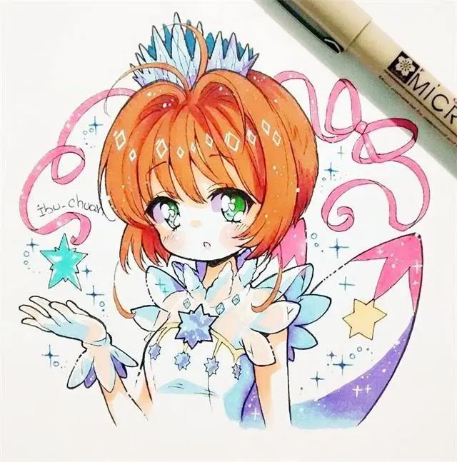 马克笔卡通动漫人物，超级可爱的卡通小女孩，可临摹！