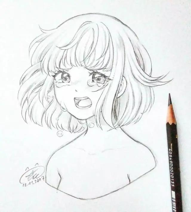 她笔下Q萌可爱的动漫少女形象也太迷人了吧!连线稿都那么好看!