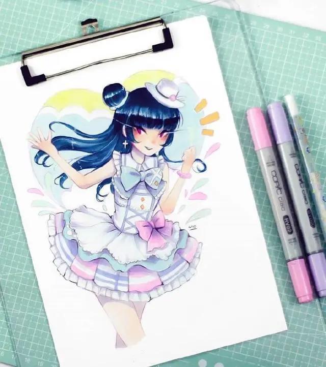 马克笔动漫人物手绘插画作品，喜欢画动漫人物的这组图很实用