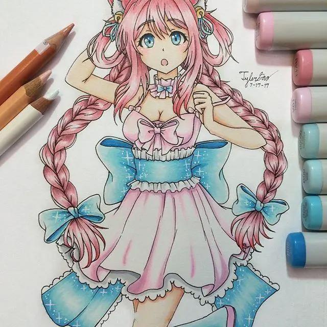 马克笔动漫人物手绘插画作品，喜欢画动漫人物的这组图很实用